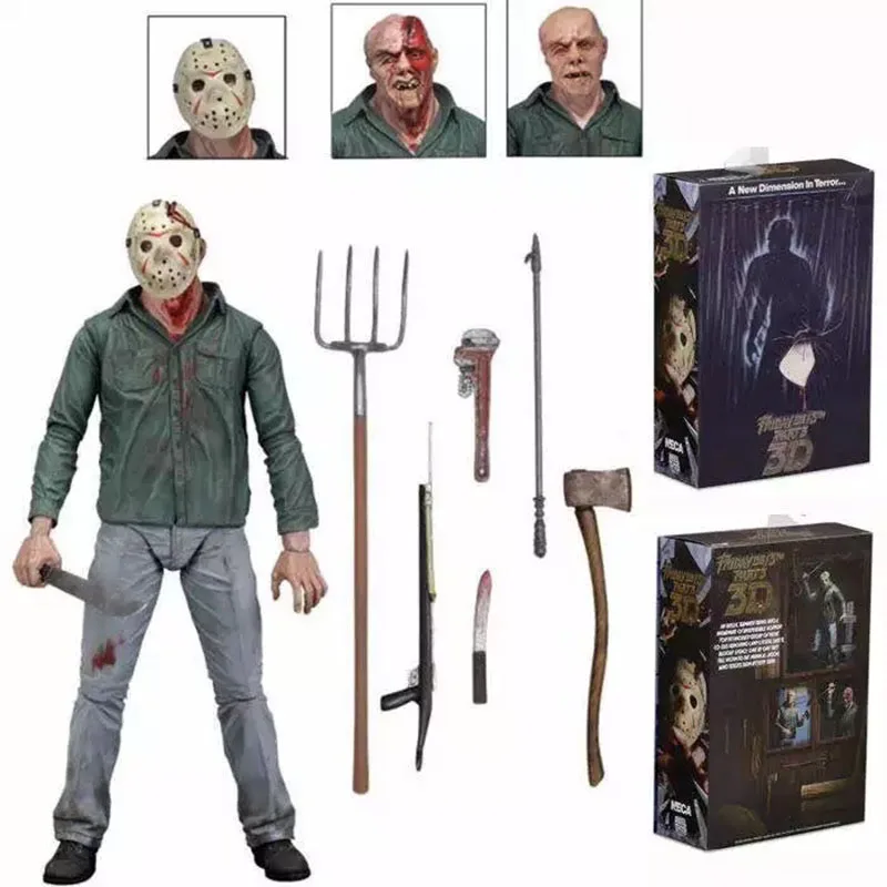 

18cm Original NECA 3D Friday The 13th Part 3 Jason PVC Action Figure Toy Doll Halloween Gift