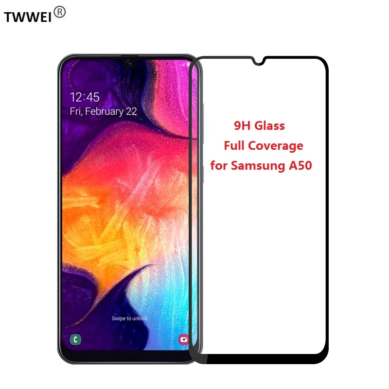 

Full Coverage Tempered Glass for Samsung Galaxy A50 Protective Glass on for Samsung A50 Screen Protector Protect Film Saver Foil