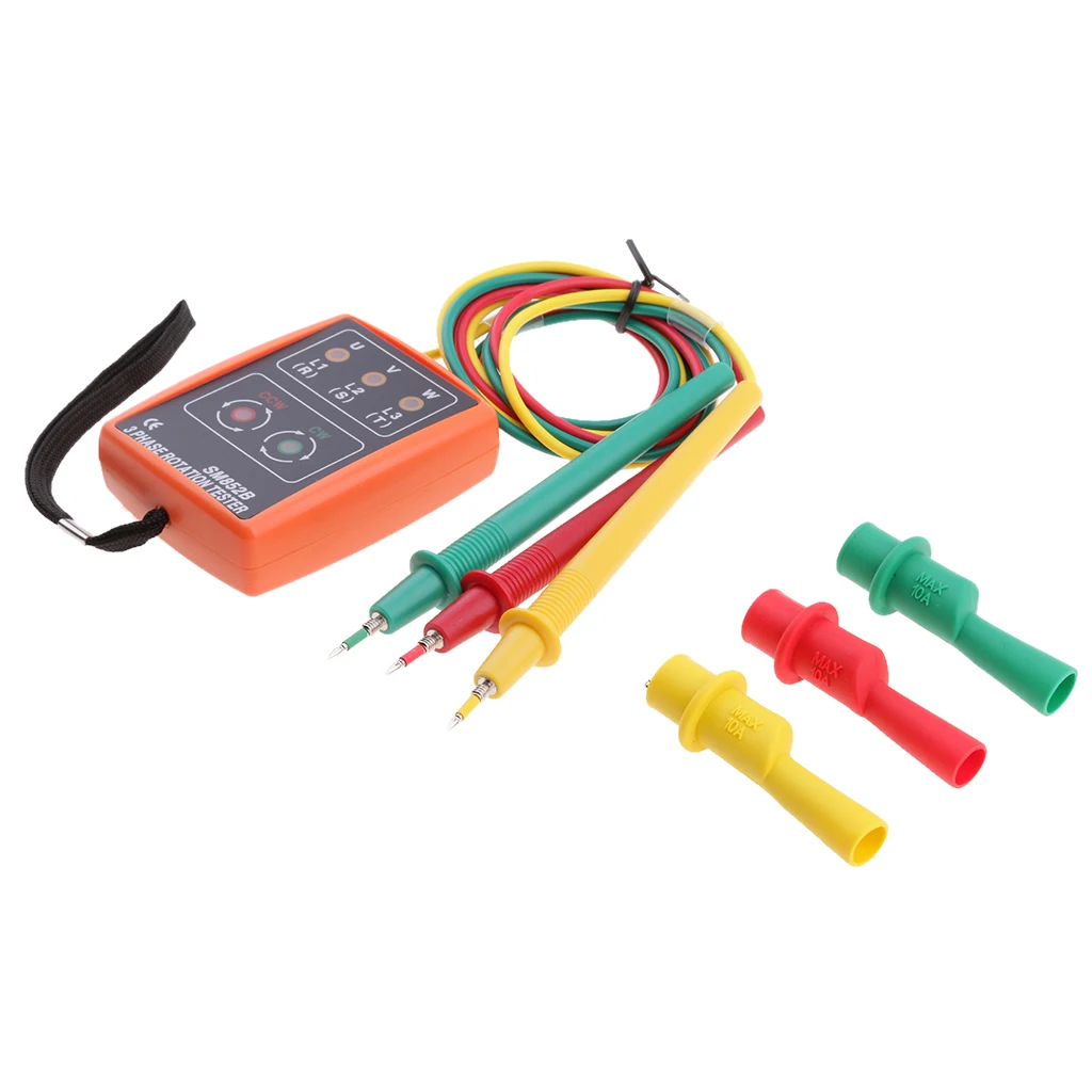 

SM852B 3 Phase Sequence Presence Rotation Tester Indicator Detector Meter With LED And Buzzer 60V~600V AC