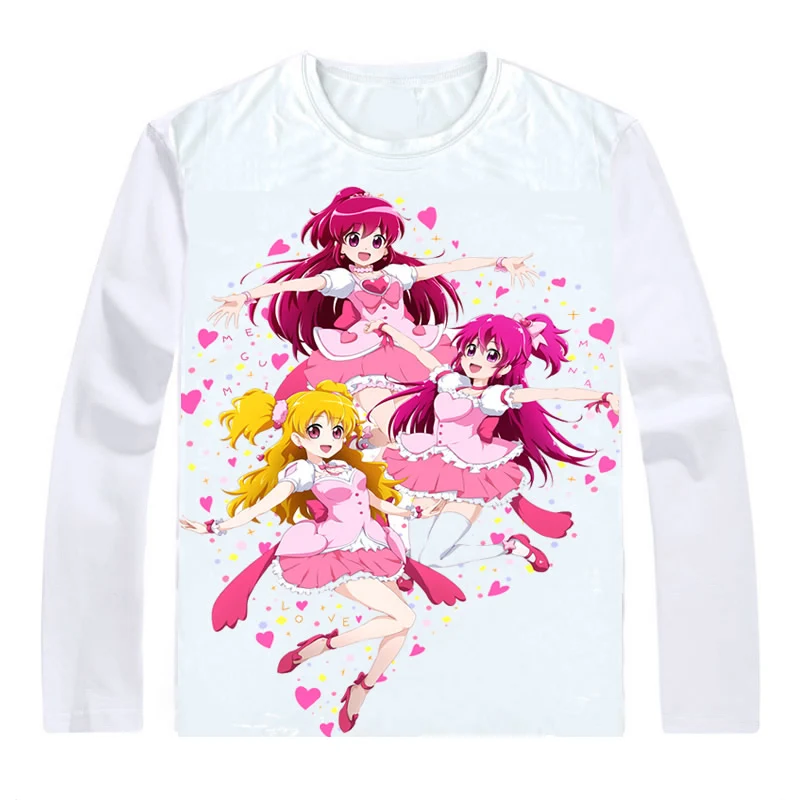 Футболки Fresh Pretty Cure рубашки с длинным рукавом в разных стилях Precure Glitter Force Eas Love