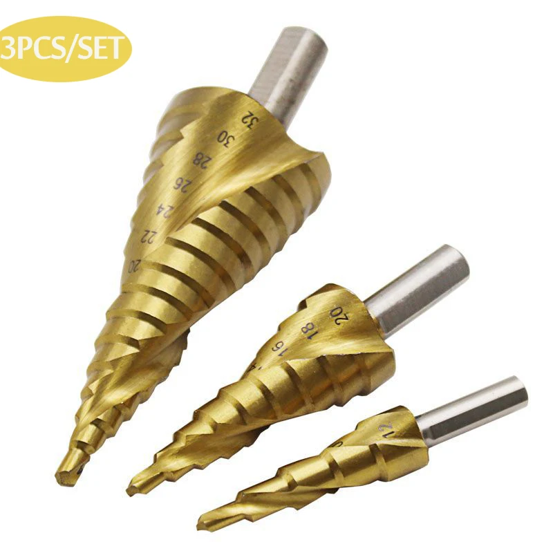 3PCS/SET 4-12/20/32mm HSS Spiral Grooved center drill bit solid carbide mini drill accessories Titanium Step Cone Drill Bit 3PCS/SET 4-12/20/32mm HSS Spiral Grooved center drill bit solid carbide mini drill accessories Titanium Step Cone Drill Bit