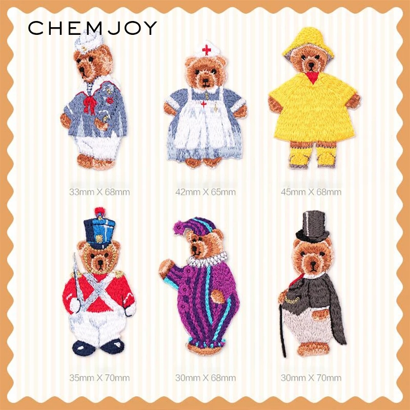 

Cartoon Bear Embroidered Iron on Patches for Clothing Sewing Motif Applique Ironing Patch Stickers on Clothes T-shirt DIY Craft