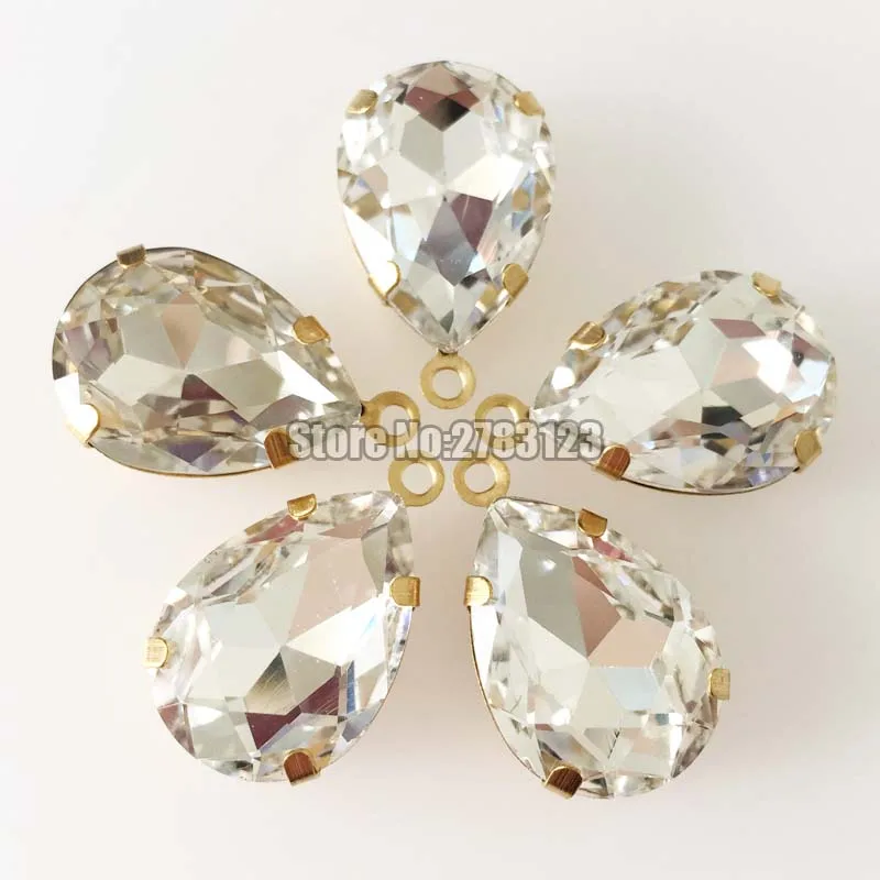 

Gold bottom white Single hanging sew on stones,Glass Crystal loose rhinestones,diy/Dress bag accessories