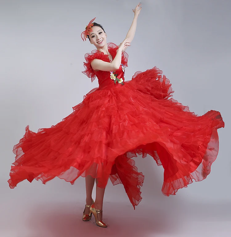 Фламенго испанское бальное платье для выступлений соревновательные платья для женщин сценическое танцевальное шоу Одежда для танцев женская одежда DNV11569