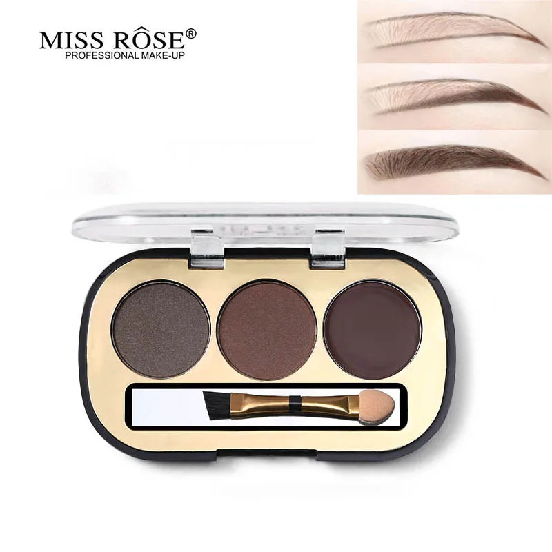 Miss Rose набор для увеличения бровей, палитра для макияжа, 2 пудры+ 1 гель+ кисть, стойкая натуральная коричневая 3d Косметика для бровей