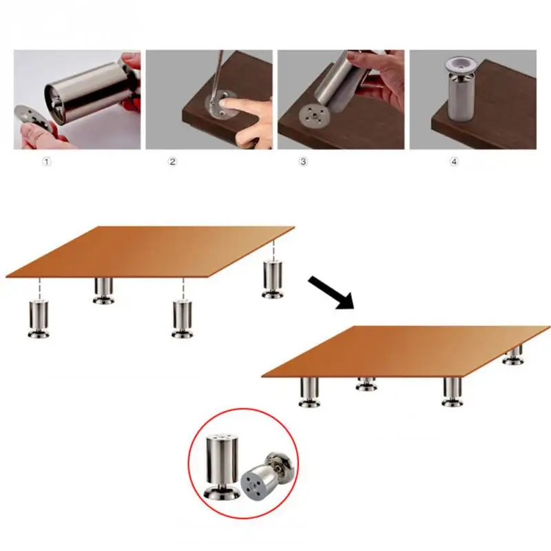 4 шт./упак. нержавеющая сталь Кухня регулируемые ноги высота мебель ног серебро
