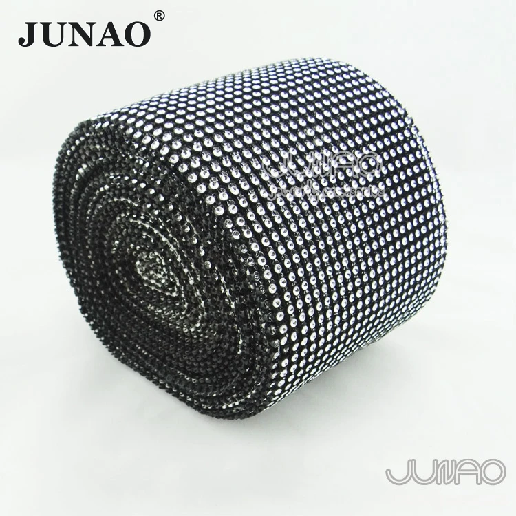 JUNAO 10 ярдов черные прозрачные розовые пластиковые стразы отделка ткани шитье