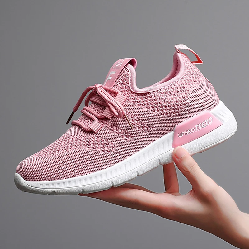Online Frauen Schuhe 2019 Flyknit Turnschuhe Frauen Super Licht Vulkanisierte Schuhe Für Korb Femme Weiße Turnschuhe Mode Frauen Casual Schuhe