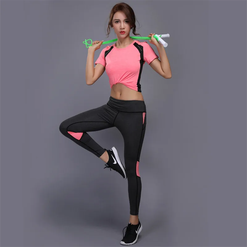 Women's Yoga Gym Fitness Clothing Shirt + Pants Jogging Running Training Yoga Leggings Sport Suit Female Sportswear