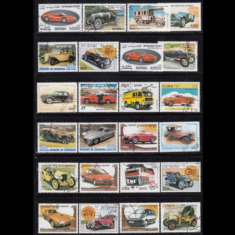 Postage stamps stickers Cars 50 PCS / lot all different Topic Cars Unused Postage Stamps With Post Mark For Collecting postal stampel World