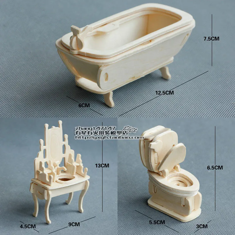 لغز 3d بانوراما الألغاز خشبية بيت الدمية أثاث لعبة مجموعات كرسي السرير ألعاب تعليمية للأطفال هدايا