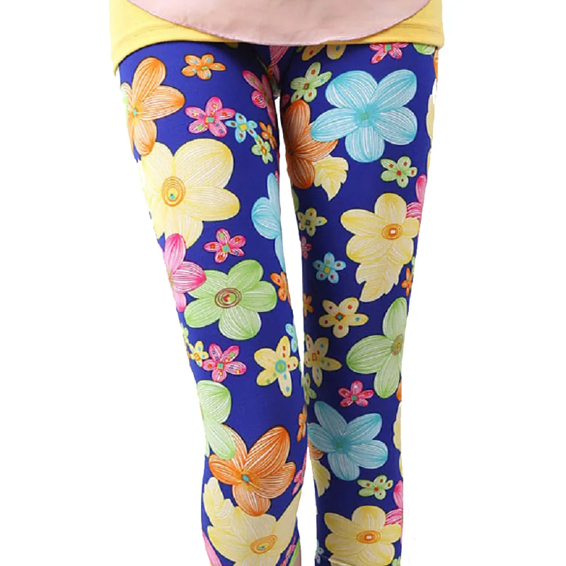 Колготки с цветами ярких цветов для маленьких девочек 2-7 лет; коллекция года; осенние детские корейские штаны; - Цвет: 6
