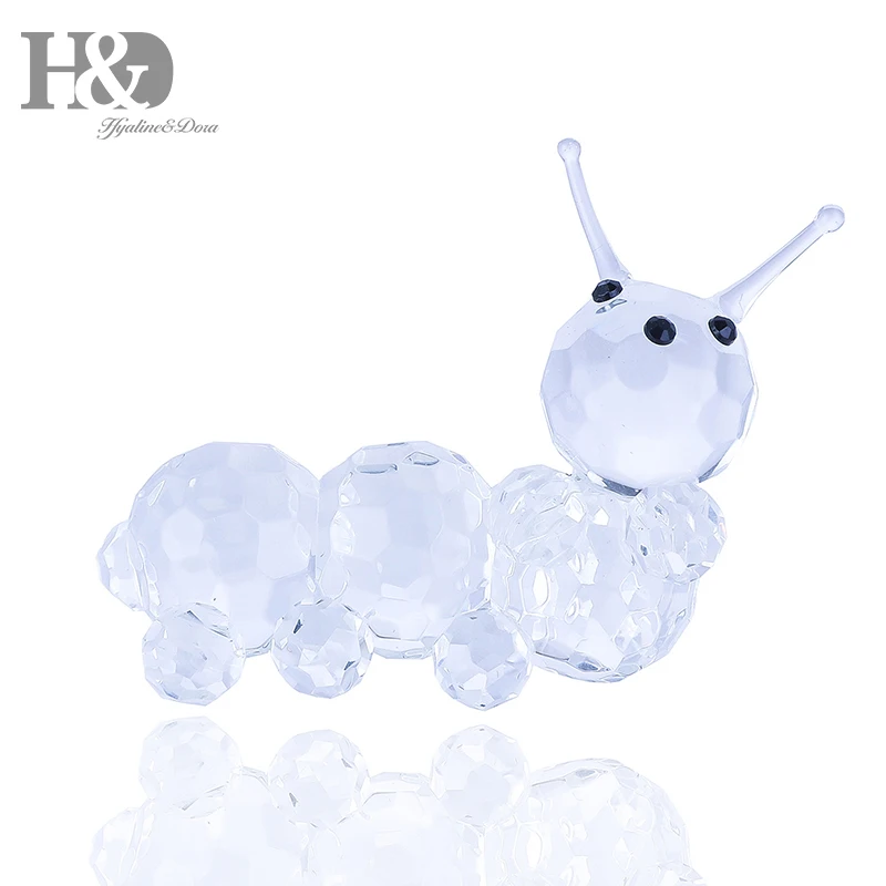 

H&D 2.3''Clear Crystal Carpenterworm Statue Vintage Mini Animal Collectible Figurine Paperweight Craft Collection Souvenir Gifts