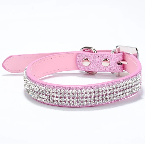 XS/S/M/L Collars Bling Rhinestone Dog Collars Pet PU Leather Crystal
