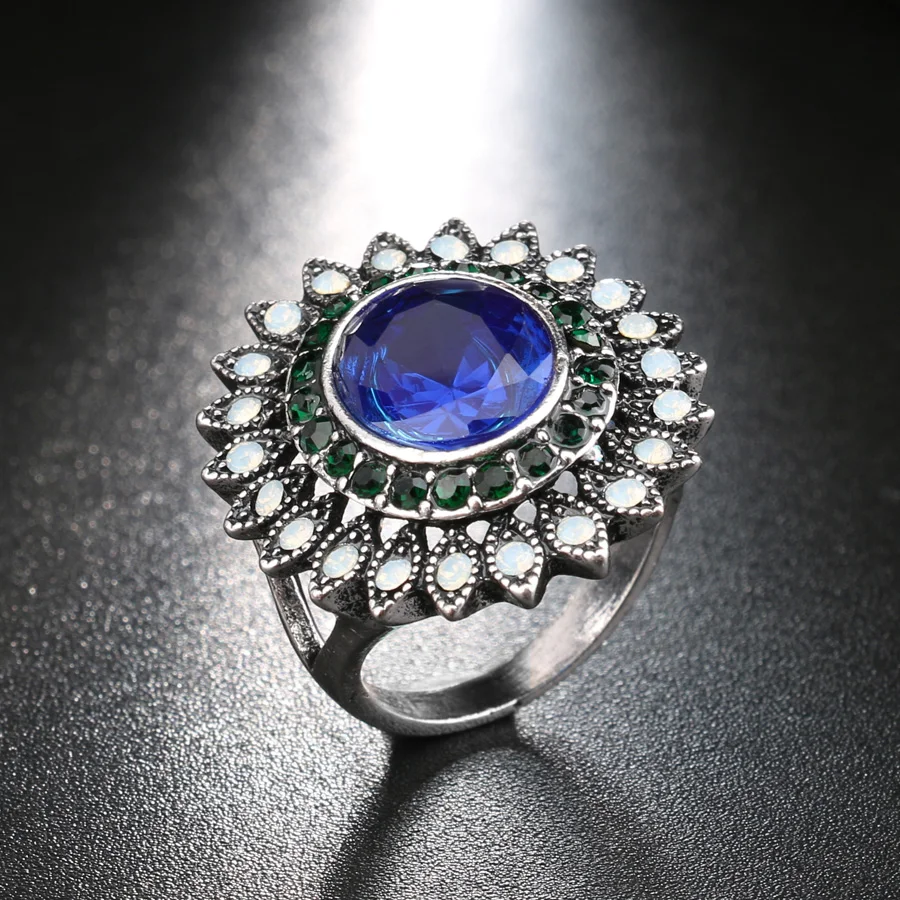 3 шт./партия,, роскошный подарок, синяя смола, кисточки, ожерелья и серьги, кольцо для женщин, серебряный цвет, винтажные свадебные ювелирные наборы