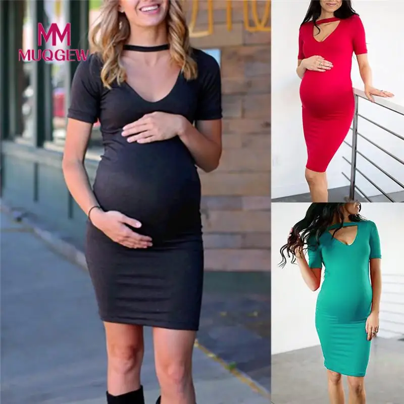 

Women Ladies dress Solid Maternity Pregnant Short Sleeve Nursing Boho mini Dress O-Neck Standard Polyester Summer Clothes
