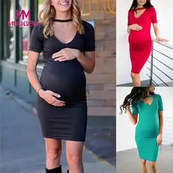 Для женщин дамы платье для беременных короткий рукав кормящих Boho мини платье О-образным вырезом Стандартный полиэстер летняя одежда