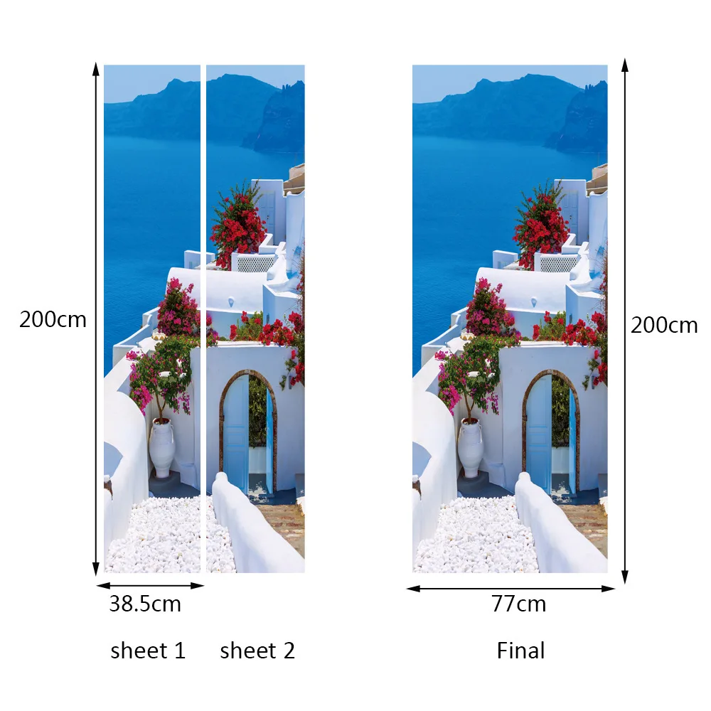3D креативные греческие пейзажи водонепроницаемые обои дверь стикер Гостиная Спальня дверь обои самоклеющиеся художественные настенные наклейки