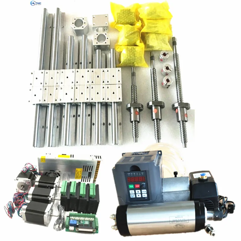 

6 sets SBR16 Linear guide rail sets + 3 x SFU1605-300/1600mmmm Ballscrew sets +BKBF12+1.5KW spindle+Stepper motor+driver