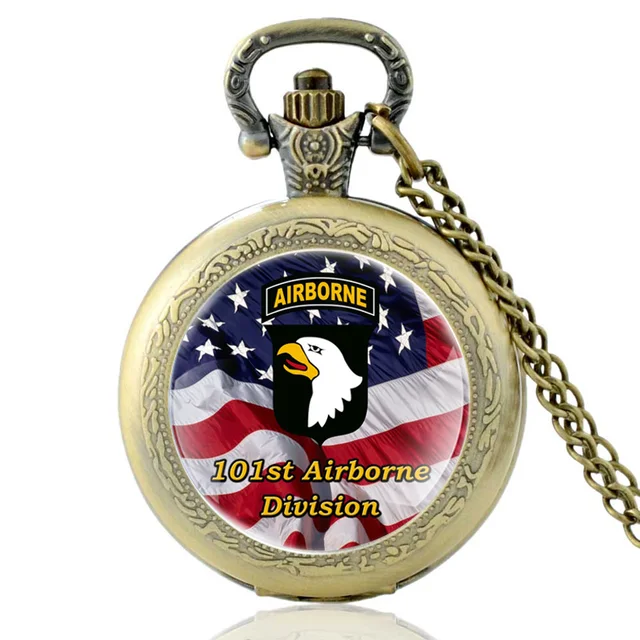Vintage Bronze United States 101st Airborne Division Quartz Pocket Watch Classic Vintage Bronze United States 101st Airborne Division Quartz Pocket Watch Classic