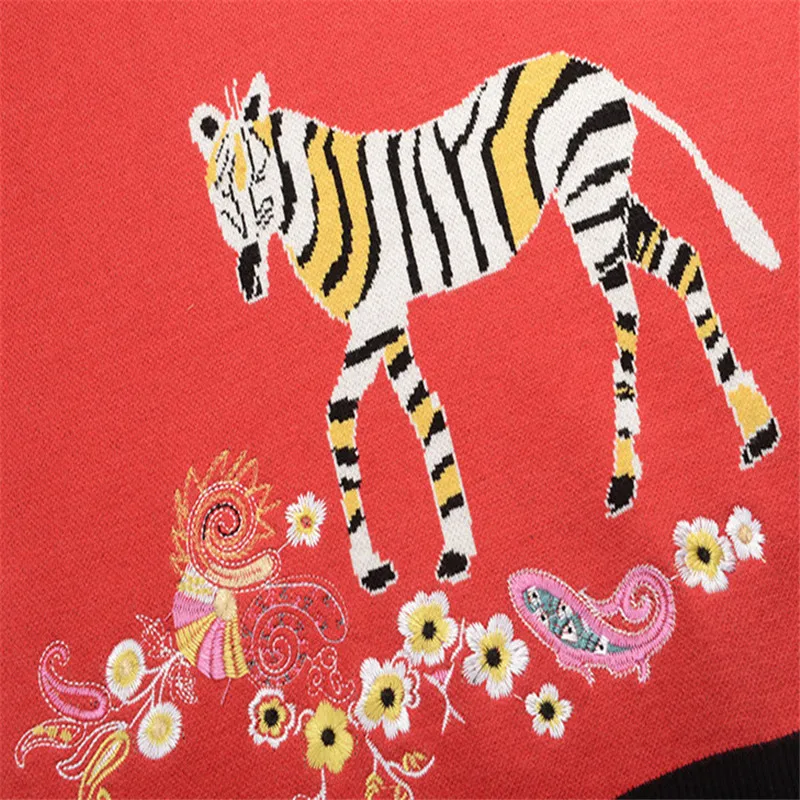 SRUILEE Animal Jacquard Jumper High Quality Jersey Autumn Winter Luxury Women Sweater Pullover Knit Top Stylish Blouse Runway SRUILEE Animal Jacquard Jumper High Quality Jersey Autumn Winter Luxury Women Sweater Pullover Knit Top Stylish Blouse Runway