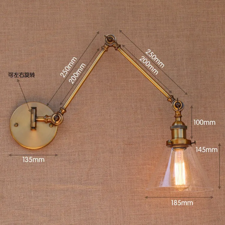 Стеклянный шар, антикварный латунный Лофт, промышленный Ретро винтажный настенный светильник, подвесной светильник, настенный светильник