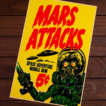 

Mars Attacks Room Frame Vintage Kraft Decorative Poster DIY Wall Canvas Painting Sticker Delicate Home Bar Decor Gift