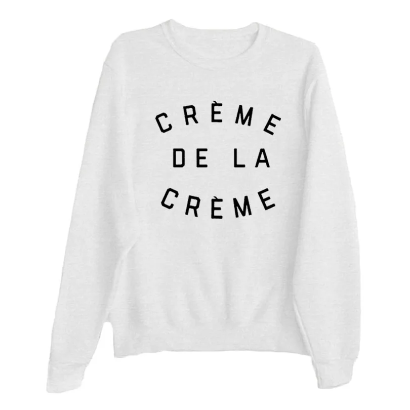 Creme De La Creme-осень-зима мода толстовка Для женщин Crewneck флисовый пуловер с буквенным