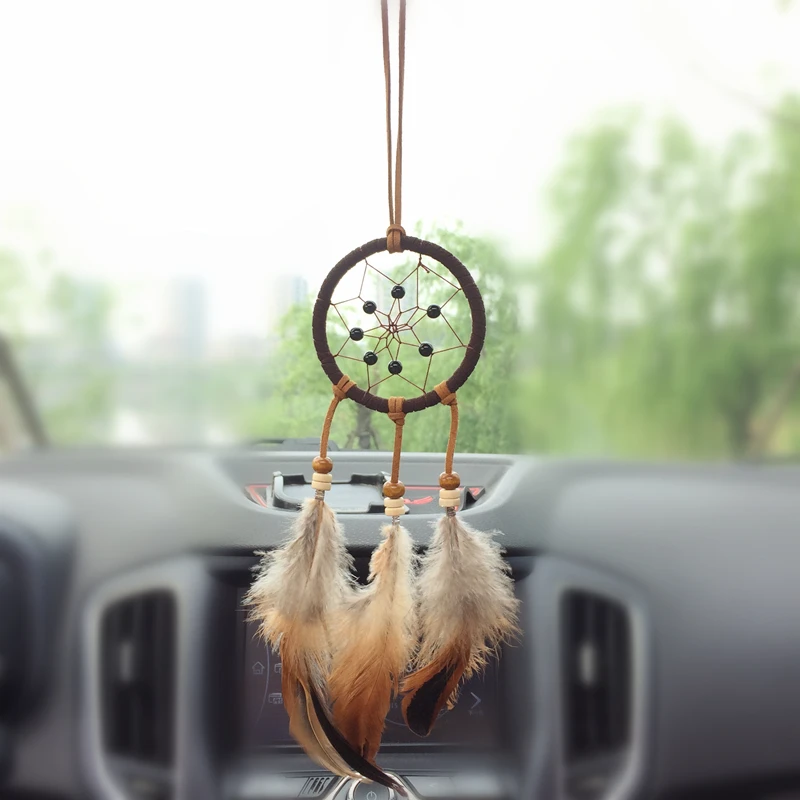 

Small Dream Catcher Car Hanging Decor Ornament accessary feather decoration free shipping