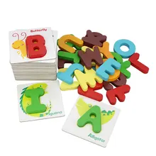 Деревянные головоломки игры 3D пазл ранний животных Алфавит паззл с буквами образовательные игрушки для малышей для детей ME3164H