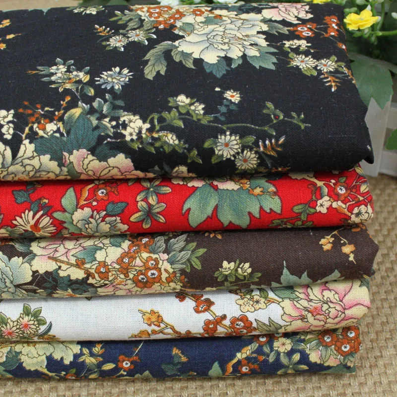 

Free Shipping 140cm Flowers Printed Linen Cotton Material Table Cushion Fabric 5 Patterns L1H02