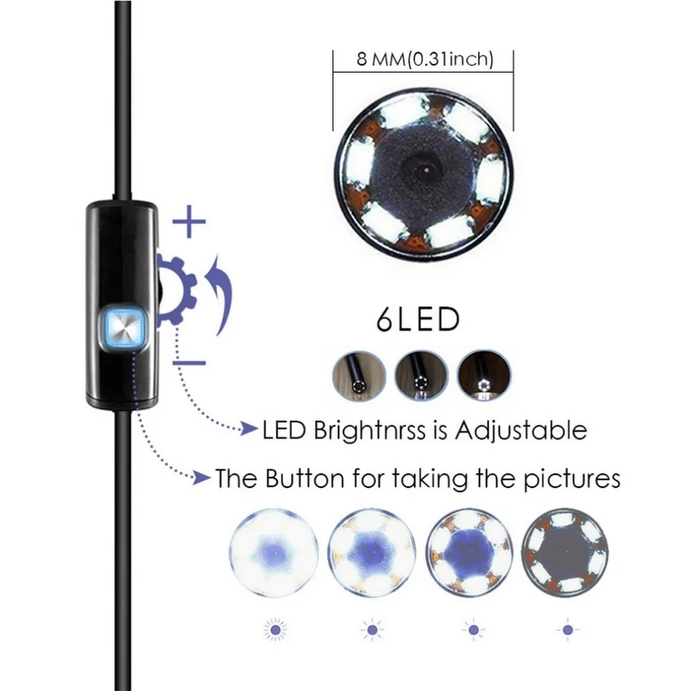 Водонепроницаемый WiFi мобильный телефон эндоскоп 8 мм 8 светодиодный портативный бороскоп Цифровая камера с USB адаптером