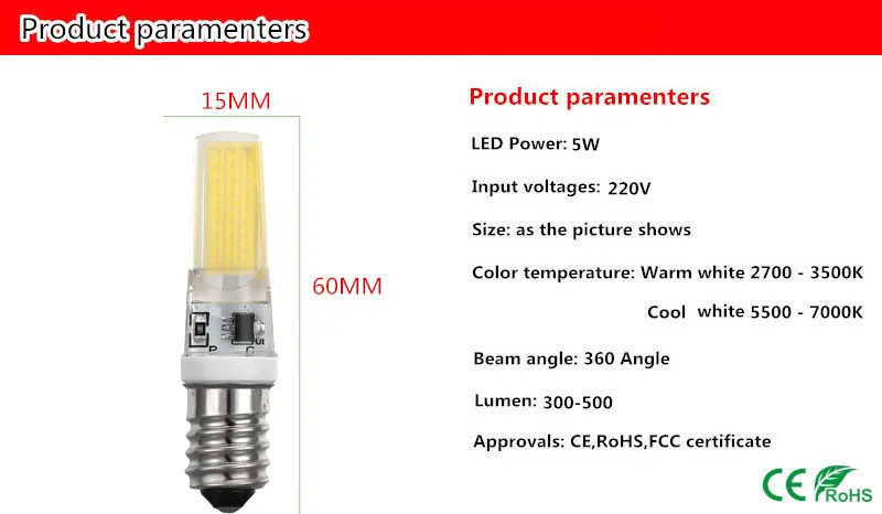 Светодио дный E14 G4 G9 Лампа AC 220 230 240 5 Вт COB SMD светодиодные осветительные приборы заменить галогенные фары люстры