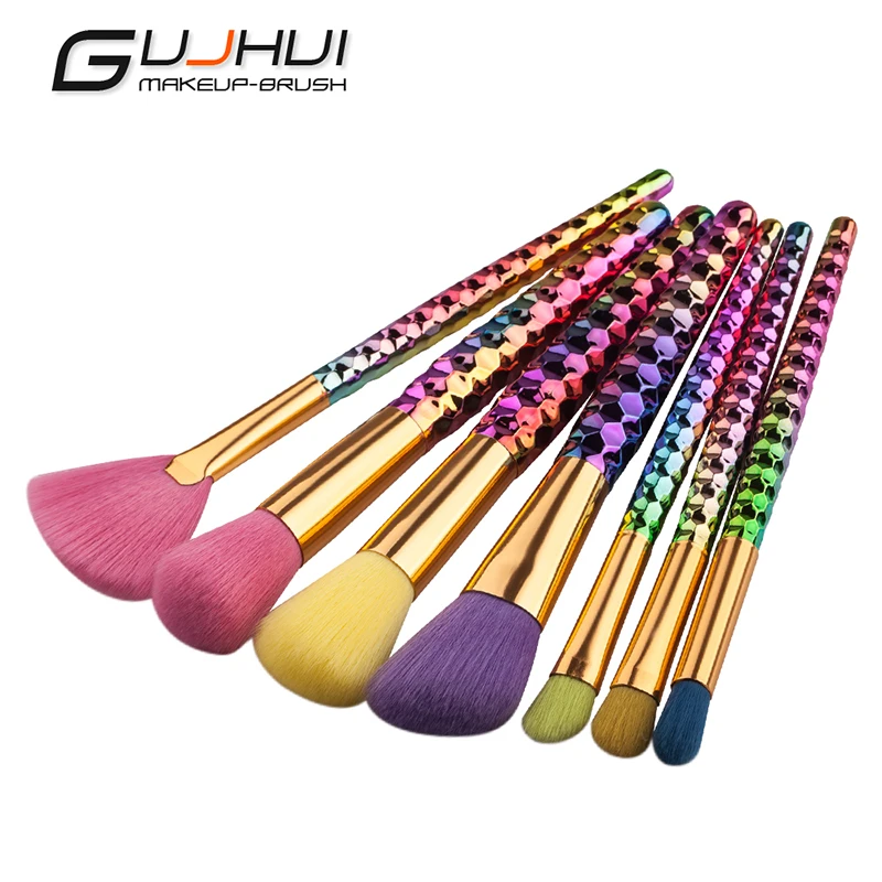 2017 7Pcs/set Contour Kabuki Makeup Brushes Set Rainbow Color Contour