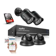 SANNCE 4CH 1080N security system 4pcs 720P CCTV Cameras home indoor outdoor Surveillance Kit night vision hd 1 tb