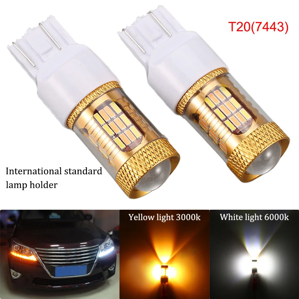 2pcs T20 7443 54SMD Super Bright LED Bulbs For Front Turning Lights DRL
