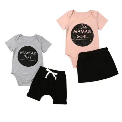 

Sister Brother Family Clothes MAMAS BOY GIRL Set Baby Romper Shorts /Skirts Outfits Sunsuit Summer