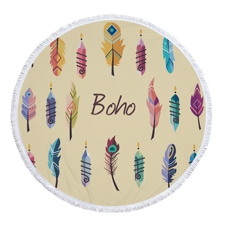 Beach towel20 Красочное перьевое принтованное из микрофибры круглое пляжное полотенце с кисточками гобелен для путешествий банное полотенце s богемный домашний Декор коврик для детских игр - Цвет: Beach towel20