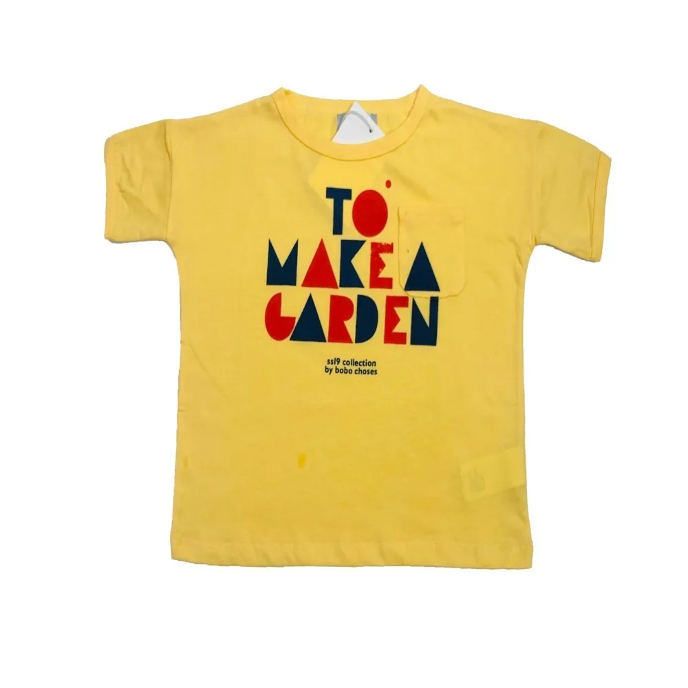 Детские футболки Коллекция года, BC, летние оранжевые футболки с коротким рукавом для мальчиков и девочек, модные хлопковые футболки для малышей - Цвет: yellow letter