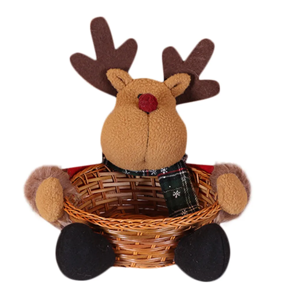 Милая Рождественская корзина для хранения конфет из бамбука, Рождественская подарочная корзина, домашнее настольное украшение, корзина для хранения Санта-Клауса, подарочное украшение 16