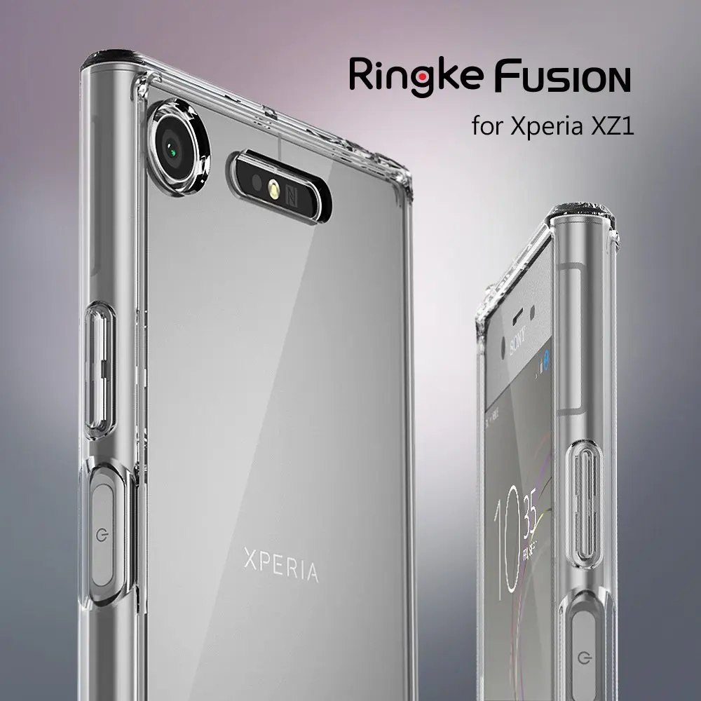 Ringke Fusion чехол для sony Xperia XZ1 прозрачный PC задняя ТПУ бампер встроенный Dust Разъем Drop