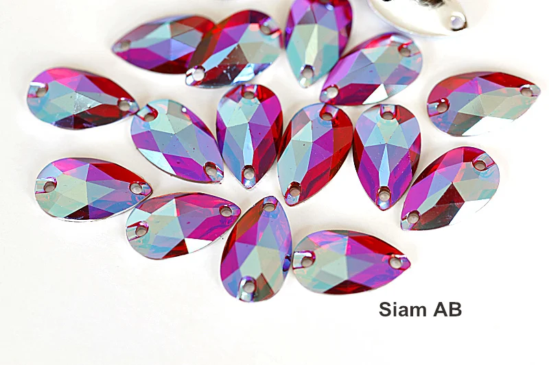 Resin droplet siam  AB flatback sew on rhinestones (7)