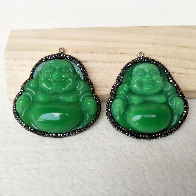Buy 5pcs/lot Carved Buddha green Stone Buddhist