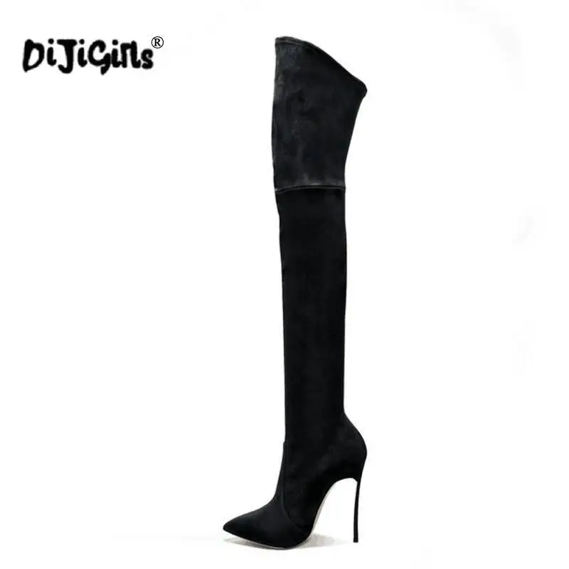 

DIJIGRILS Autumn Winter Women Boots Stretch Slim Thigh High Boots Fashion Over the Knee Boots High Heels Shoes Woman