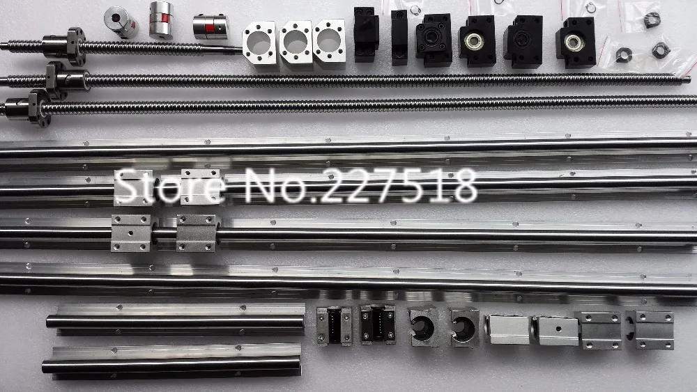 6 комплектов линейных рельсов SBR16 L300/700/1200 мм + SFU1605-350/650/1500 шариковый винт 3 BK12/BF12 DSG16H