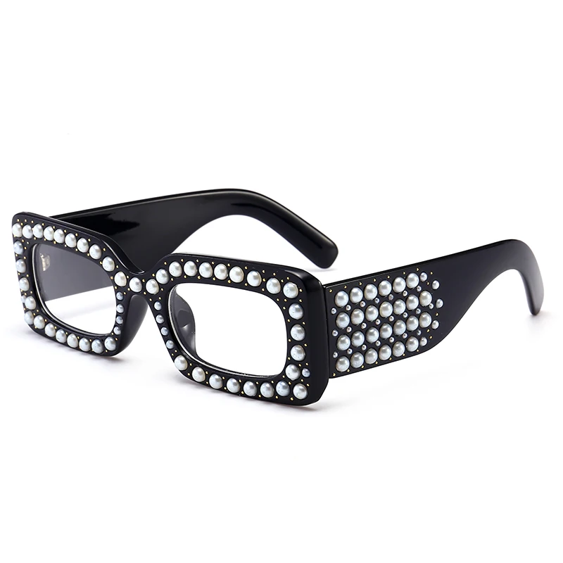 CCSPACE, полностью жемчужные g-квадратные солнцезащитные очки для мужчин и женщин, роскошные Брендовые очки, дизайнерские, модные, мужские, женские, оттенки 45458 - Цвет линз: C2 black clear