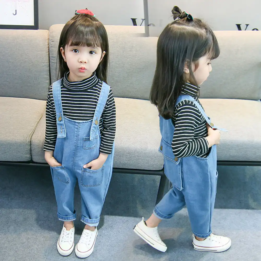 girls cotton dungarees