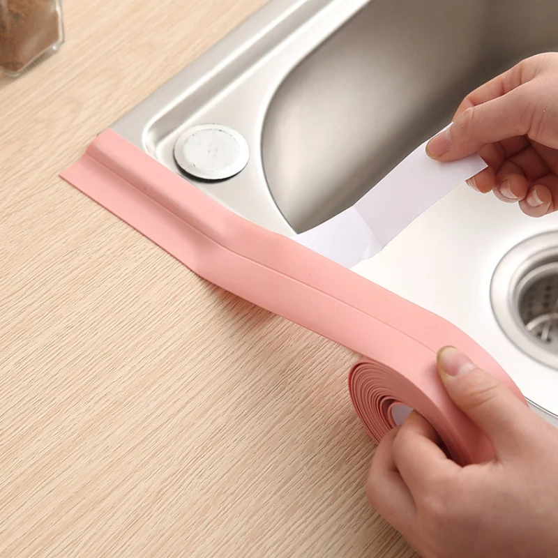 

Sink Toilet Floor Gap Waterproof Mold Proof Adhesive Tape Durable Use 1Roll PVC Material Kitchen Bathroom Wall Edge Sealing Tape