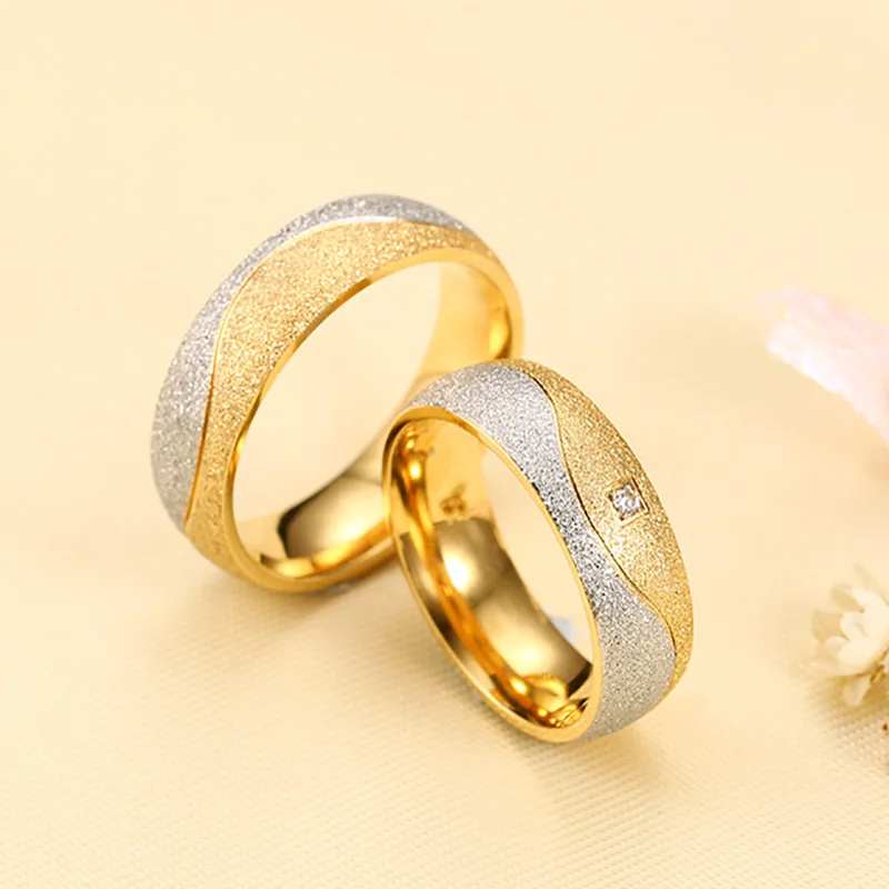 AZIZ BEKKAOUI, золотые кольца для пар, выгравированное имя, обручальные кольца из нержавеющей стали с кристаллом для женщин и мужчин, модные ювелирные изделия