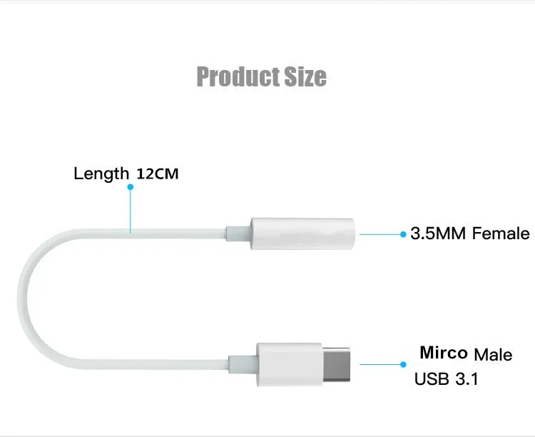 12 см Мирко до 3,5 мм адаптер для наушников Мирко USB мужчина к 3,5 AUX аудиоразъем типа мама для мобильного телефона